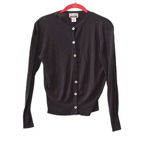 Anna‎ Gray Black Button-Up Cardigan Size Medium